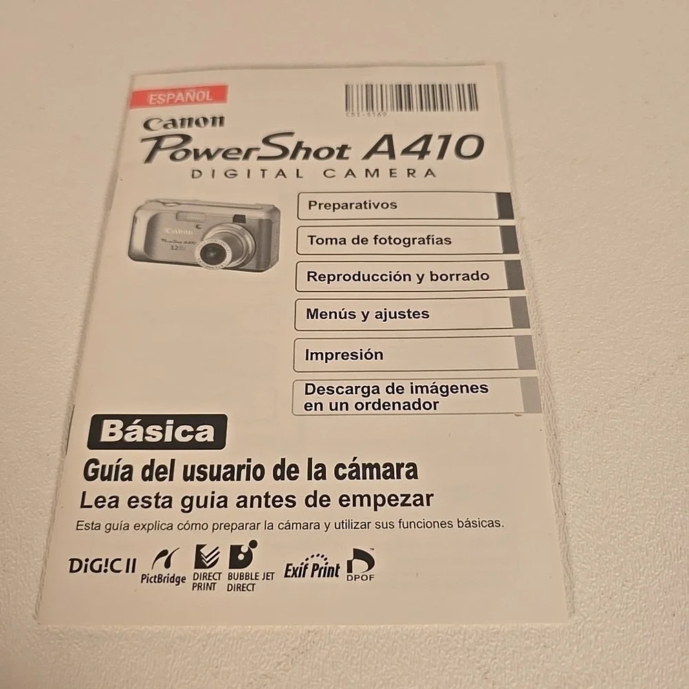 Original CANON Spanish Instruction Manual For POWERSHOT A410 Digital Camera
